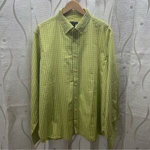Club Monaco Button Down Shirt Mens XXL Lime Green White Checkered‎ Excellent